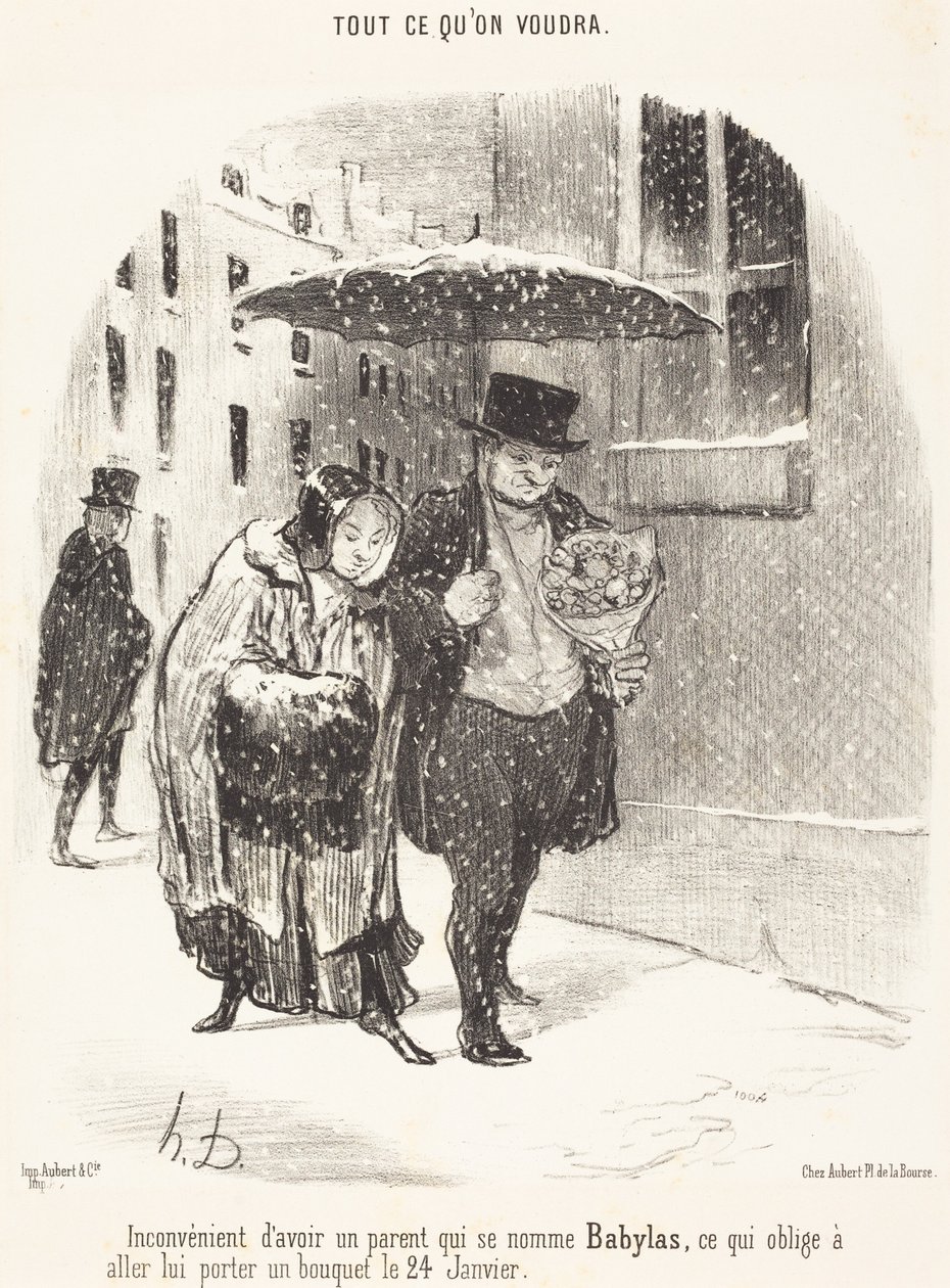 Annak hátránya, ha az embernek Babylas nevű rokona van... alkotó: Honoré Daumier