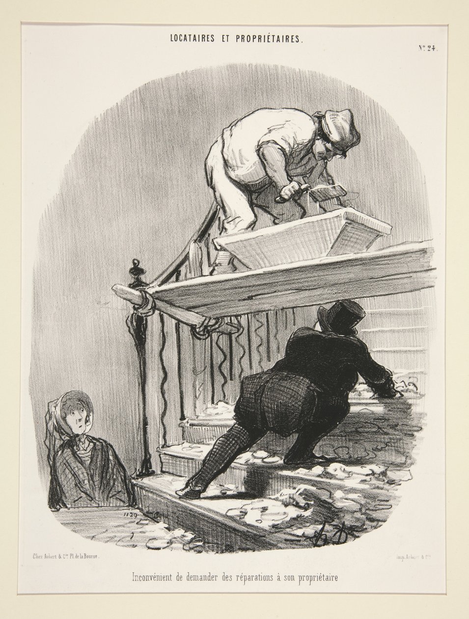 A bérbeadótól javítást kérni kellemetlen, 24. tábla a „Bérlők és bérbeadó” sorozatból alkotó: Honoré Daumier