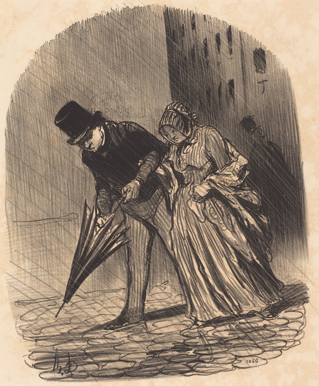 Egy túlságosan bonyolult rugós esernyő hátránya alkotó: Honoré Daumier
