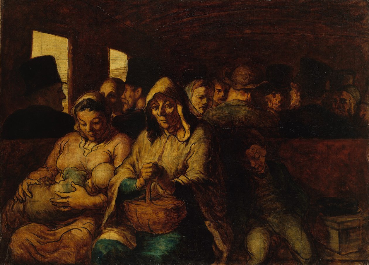 Harmadosztályú kocsi belseje alkotó: Honoré Daumier