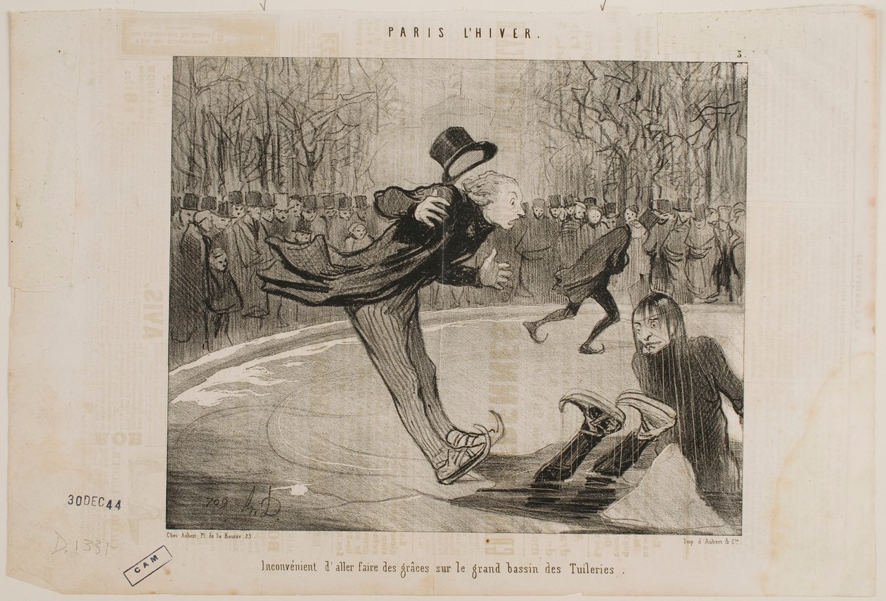 Nehéz feltűnni a Tuileriák kertjének nagy taván. alkotó: Honoré Daumier