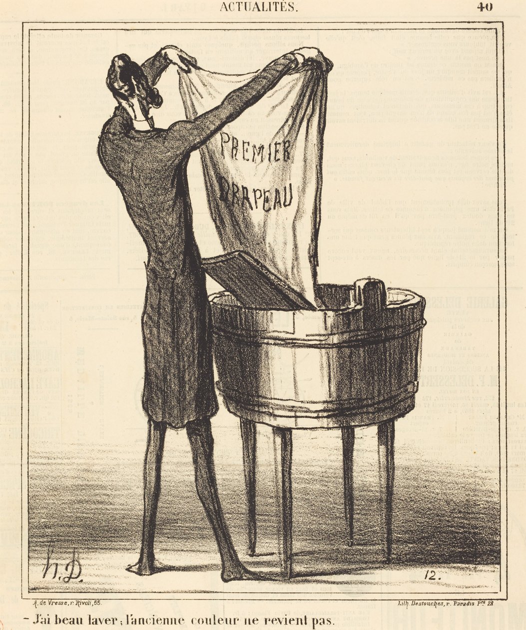Akármennyit is mosom, a régi szín… alkotó: Honoré Daumier