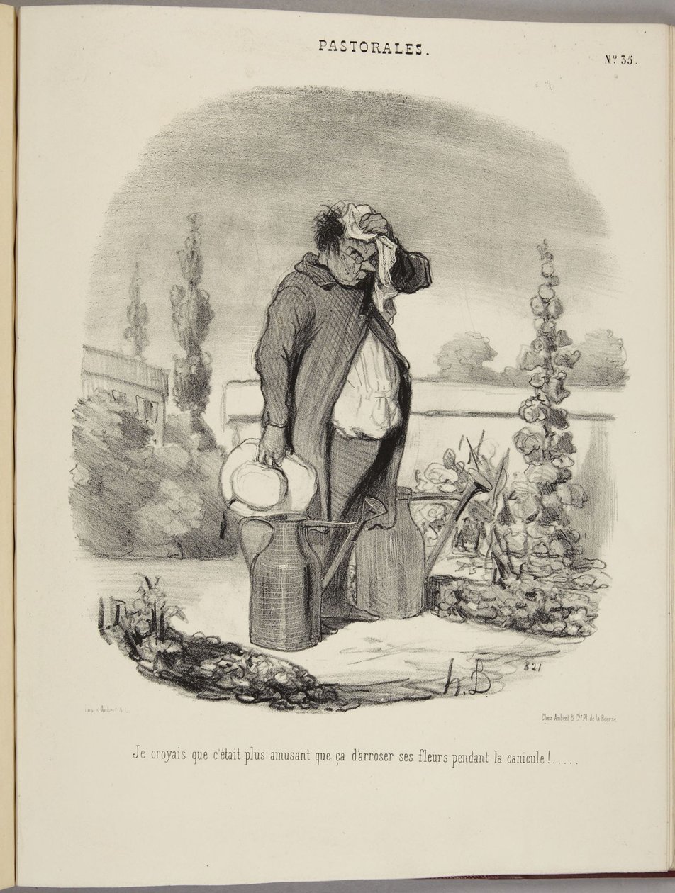 Azt hittem, vidámabb dolog a kánikulában öntözni a virágait!... alkotó: Honoré Daumier