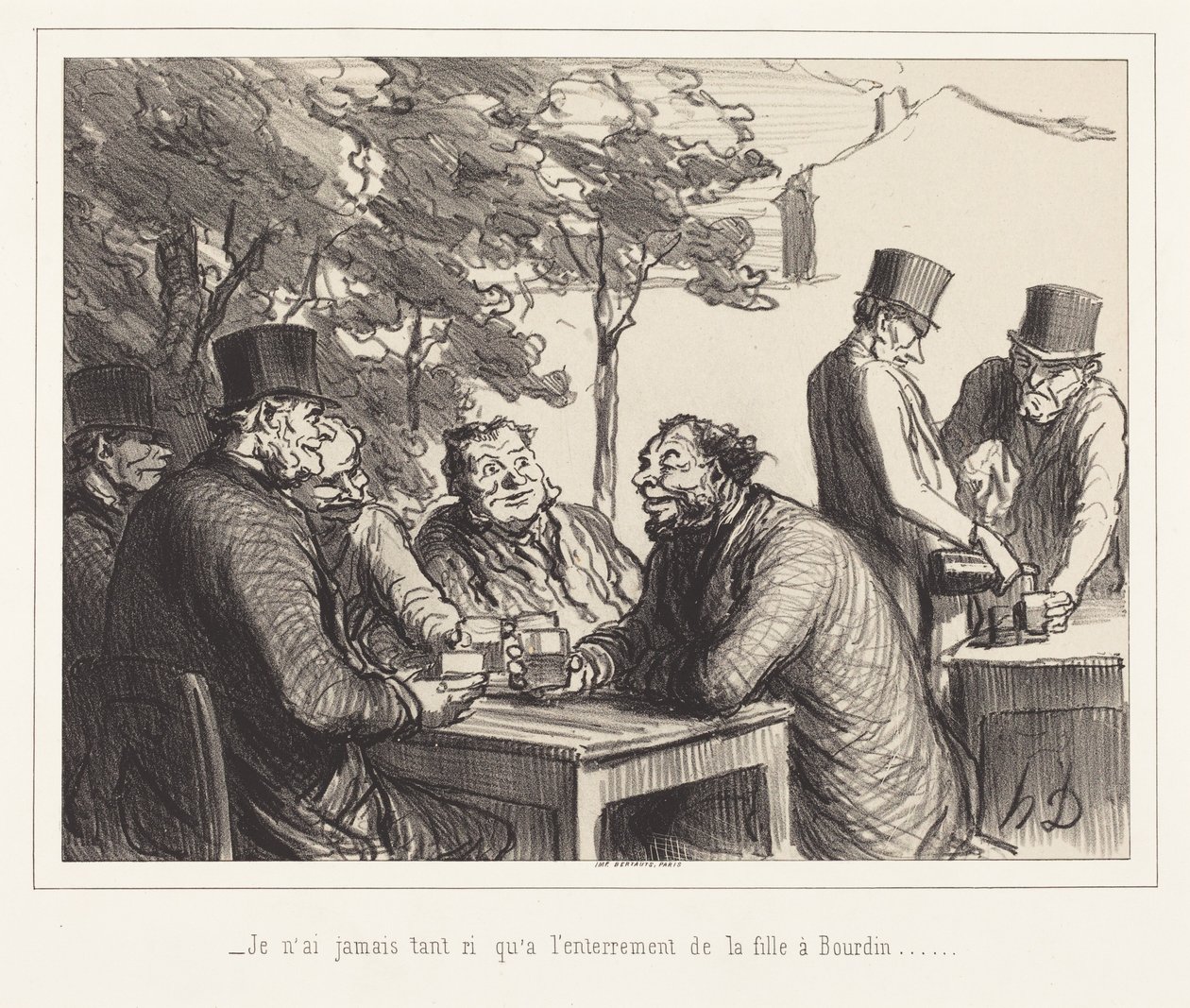 Soha nem nevettem annyit, mint Bourdin lányának temetésén... alkotó: Honoré Daumier