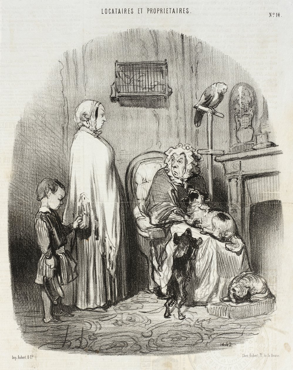Nem adok ki lakást olyanoknak, akiknek gyerekeik vannak!... alkotó: Honoré Daumier