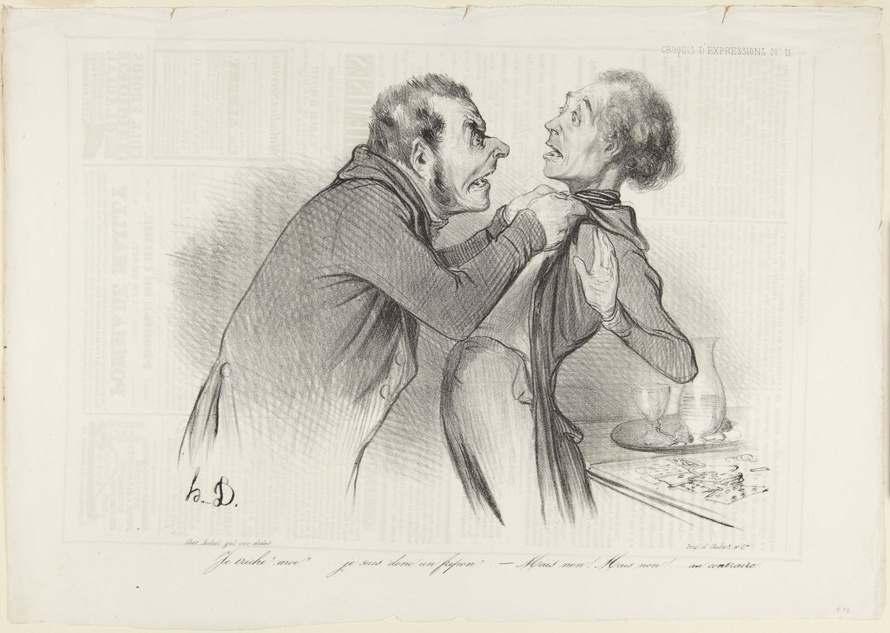 Én csalok? Én? ..., a Le Charivari Kifejezések vázlatai című sorozatának 11. száma alkotó: Honoré Daumier