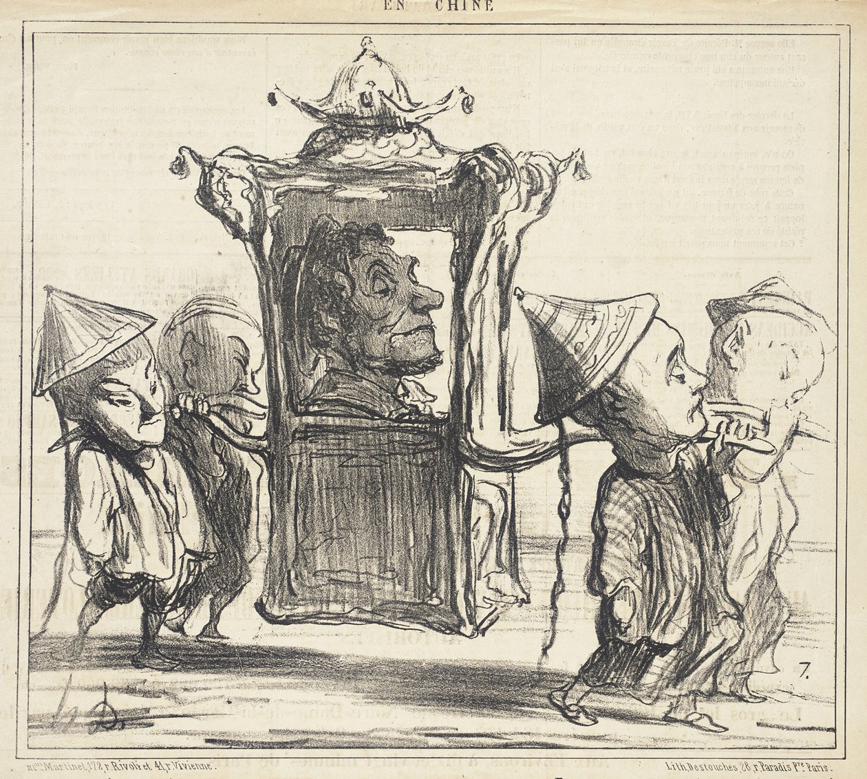 Bárcsak így vitethetném magam Brest utcáin, mandarinnak néznének!... alkotó: Honoré Daumier