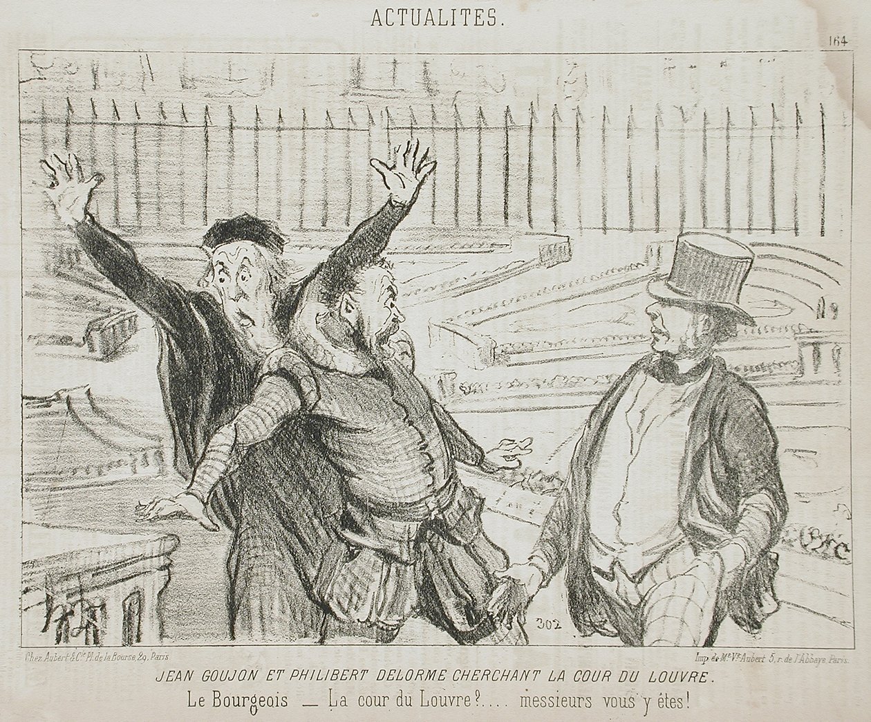 Jean Goujon és Philibert Delorme a Louvre udvarát keresik alkotó: Honoré Daumier