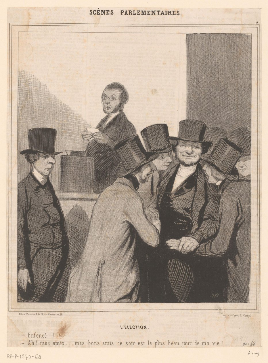 Két jelölt karikatúrája a választási eredmény után alkotó: Honoré Daumier