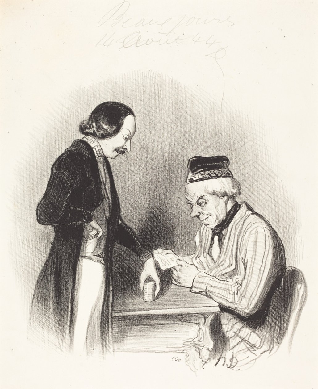 Egy váltó leszámítolása alkotó: Honoré Daumier
