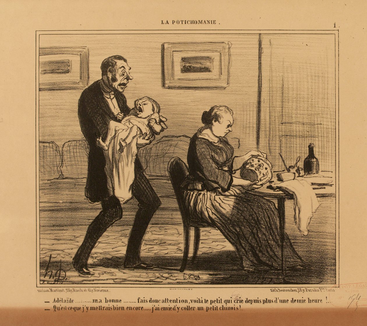 Die Potichomanie Nr. 1: - Adélaïde,... meine Gute... pass doch auf... alkotó: Honoré Daumier