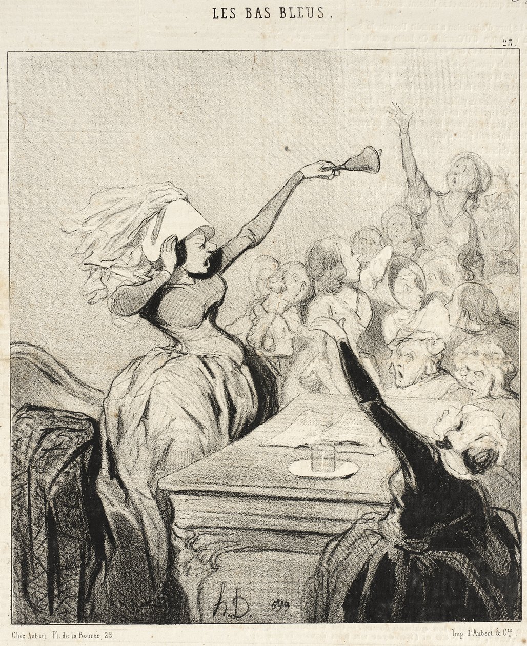 Az elnöknő torkaszakadtából kiált: „Hölgyeim!...” alkotó: Honoré Daumier