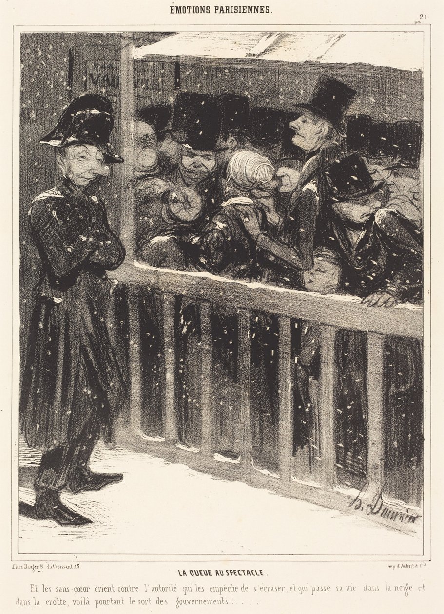 Sorban állás az előadásnál alkotó: Honoré Daumier