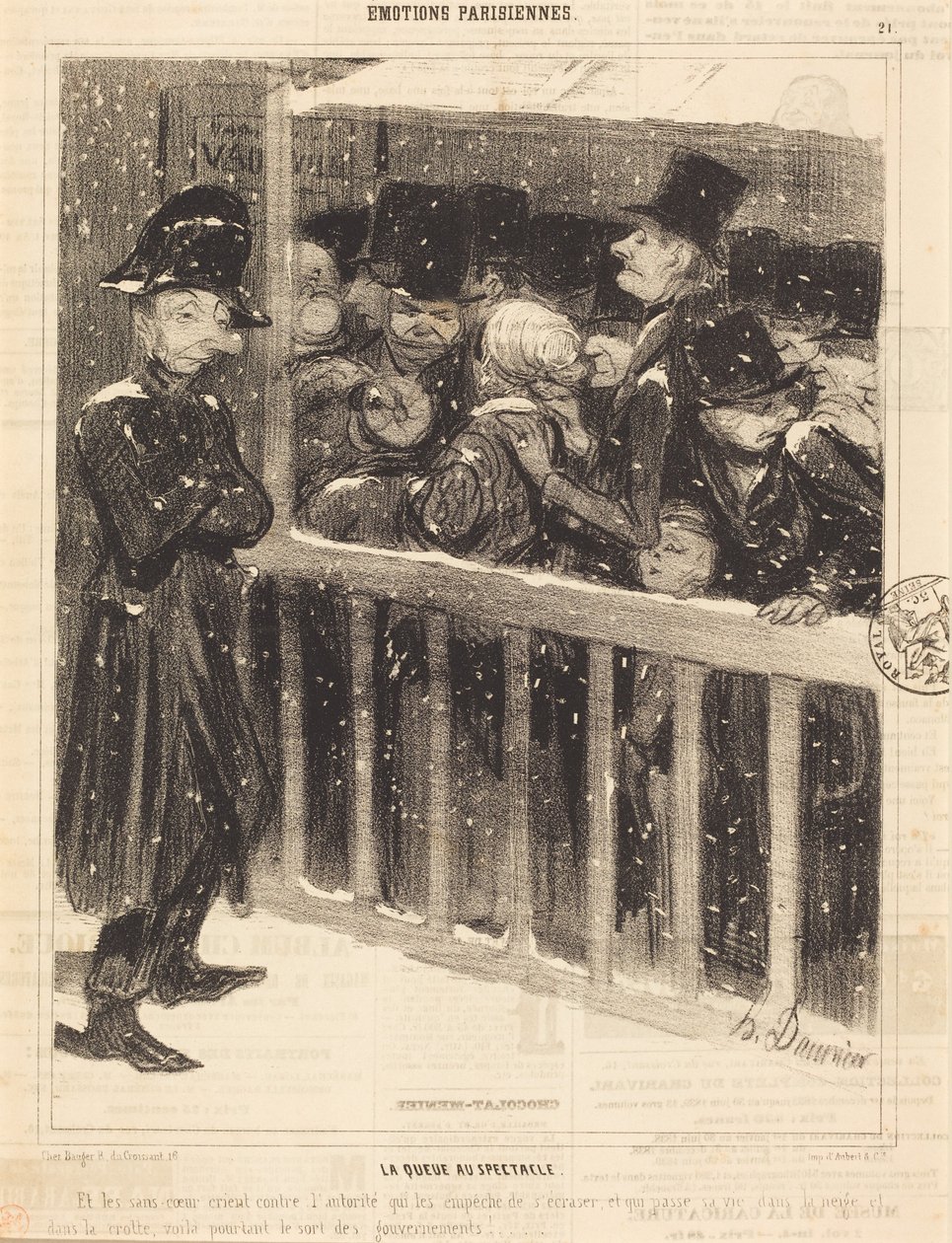 Sorban állás az előadáson alkotó: Honoré Daumier