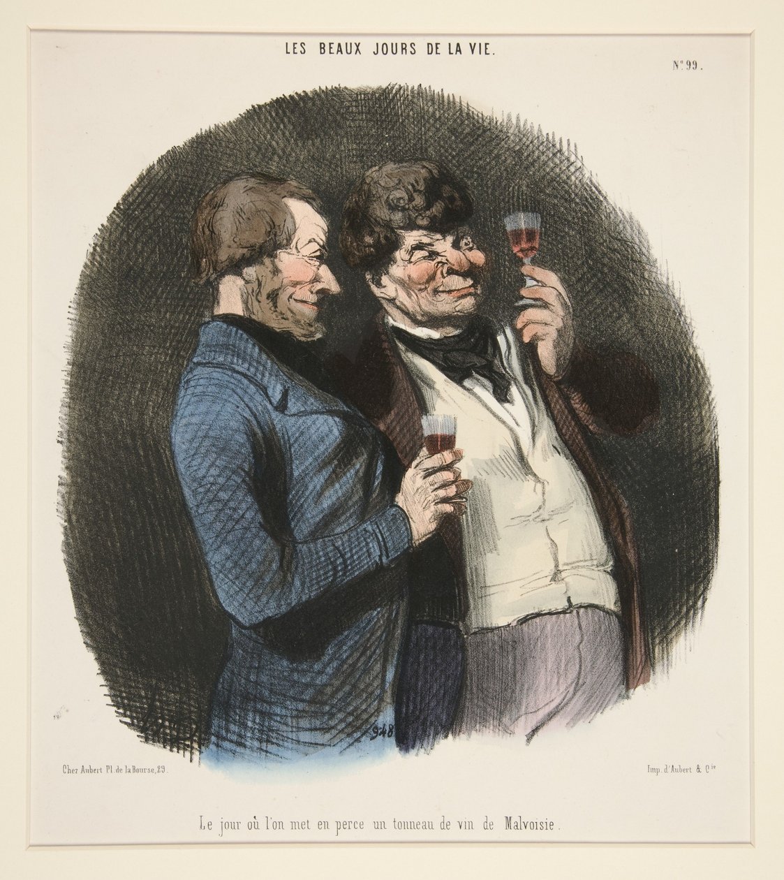 A nap, amikor csapra vernek egy hordó malváziai bort, Az élet szép napjai című sorozatból alkotó: Honoré Daumier