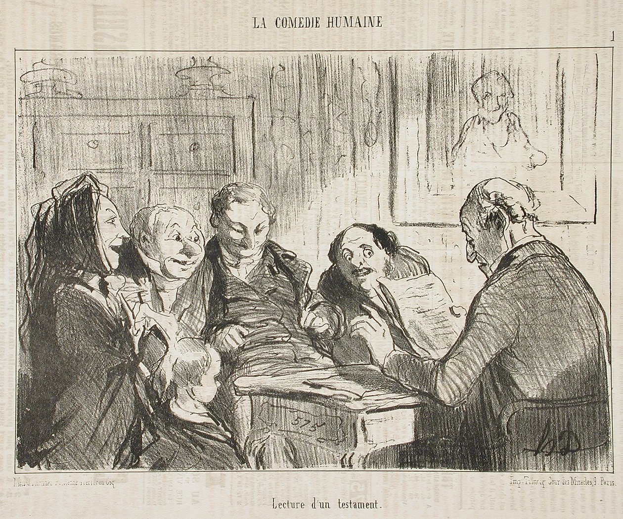 Végrendelet felolvasása alkotó: Honoré Daumier