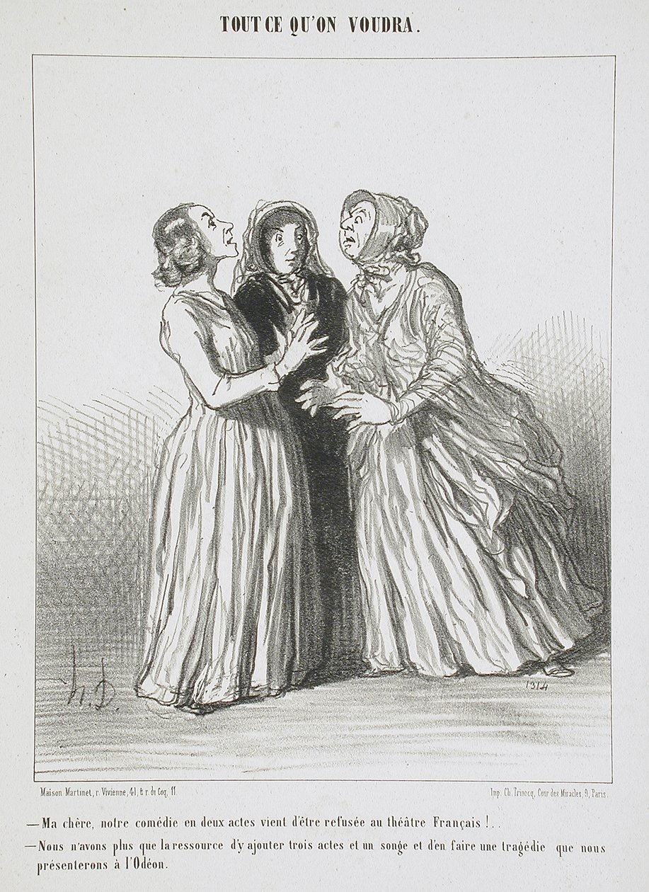 Drágám, a kétfelvonásos vígjátékunkat éppen visszautasították a Théâtre Français-ban!... alkotó: Honoré Daumier