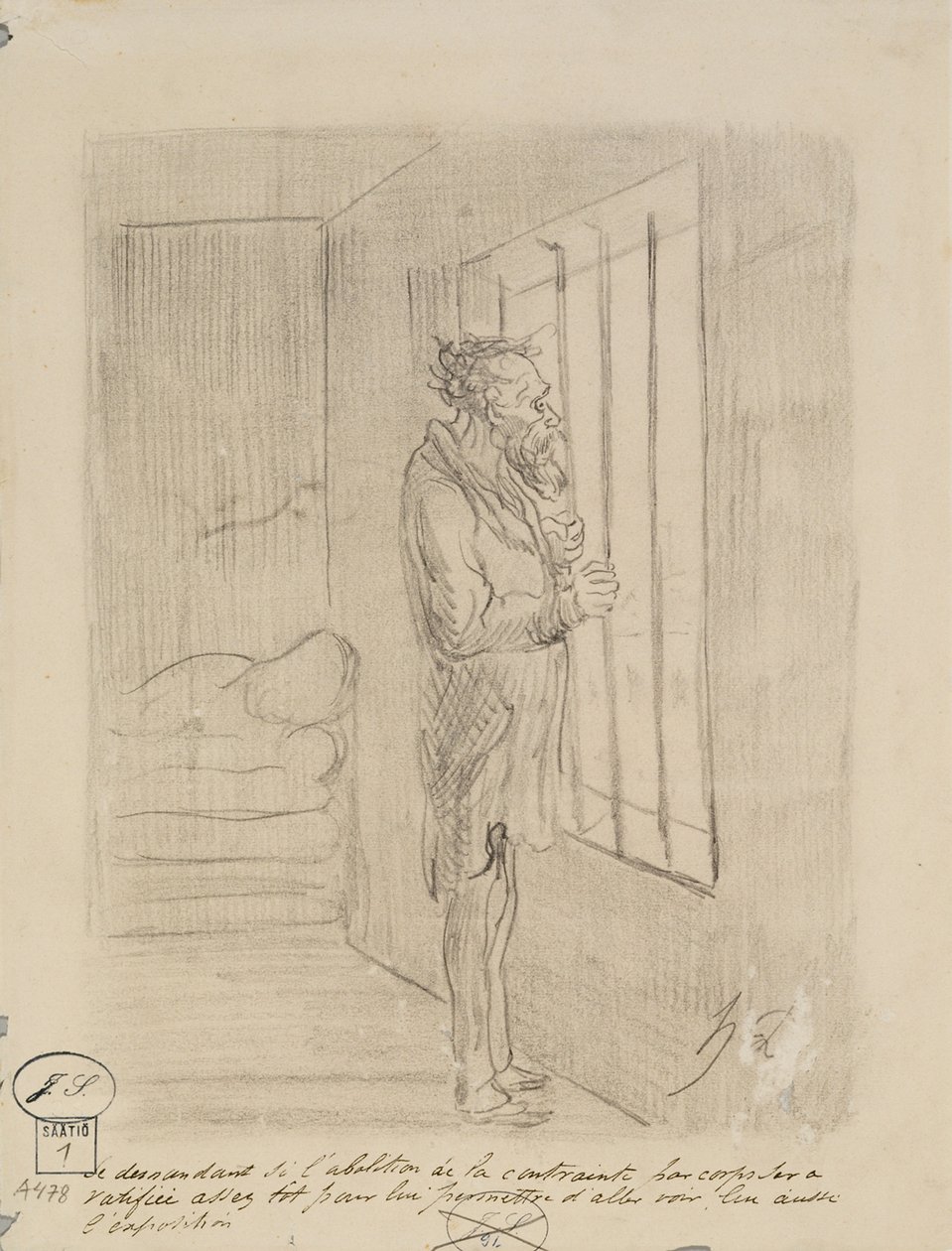 Lakat alatt lévő férfi alkotó: Honoré Daumier