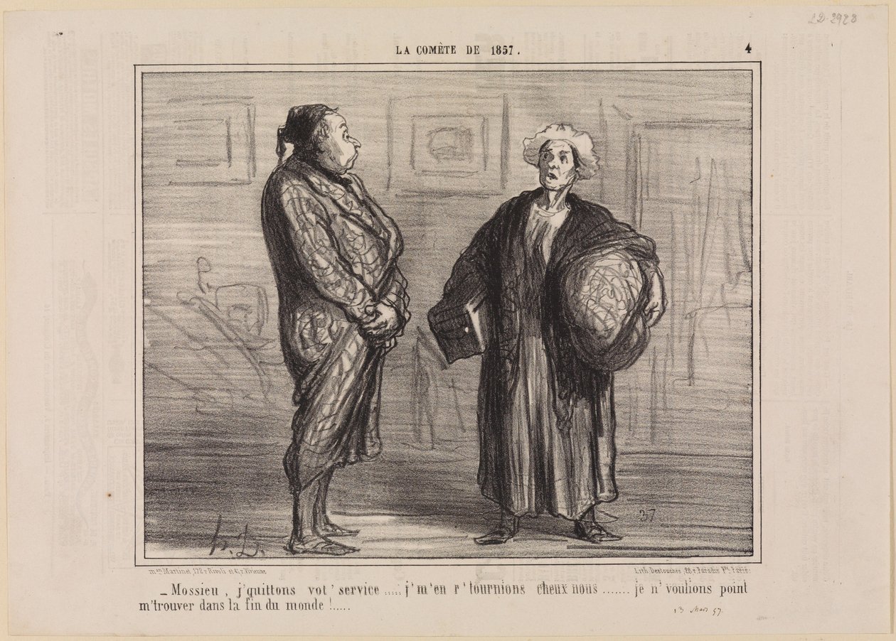 Uram, elhagyjuk az ön szolgálatát... (Az 1857-es üstökös, 4. tábla) alkotó: Honoré Daumier
