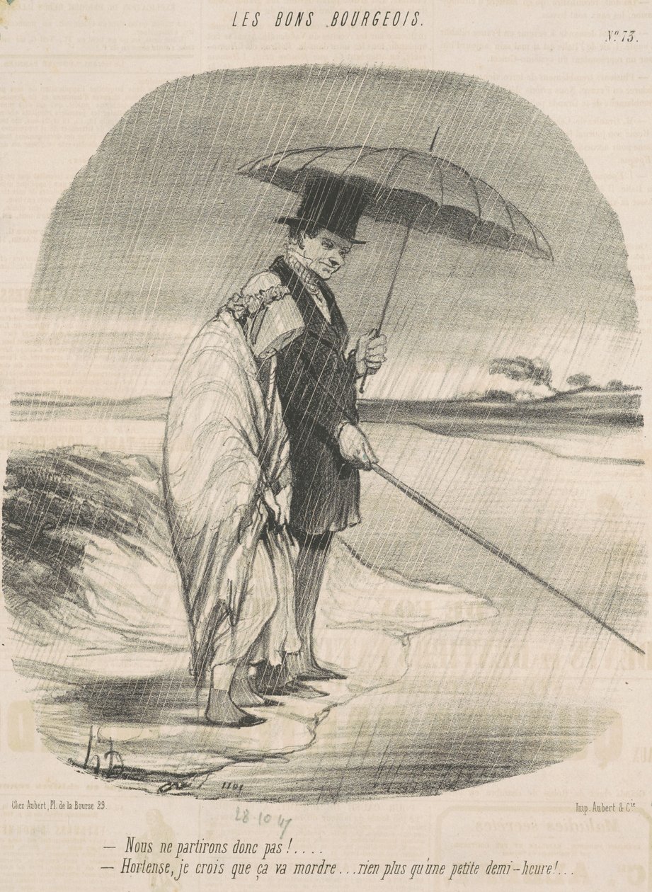 Tehát nem indulunk el! - Hortense, azt hiszem, kapás lesz ... Csak egy rövid fél órára! alkotó: Honoré Daumier