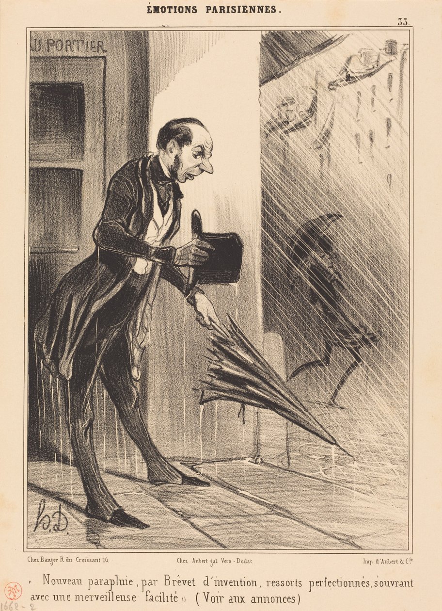 Új esernyő, szabadalmaztatott... alkotó: Honoré Daumier