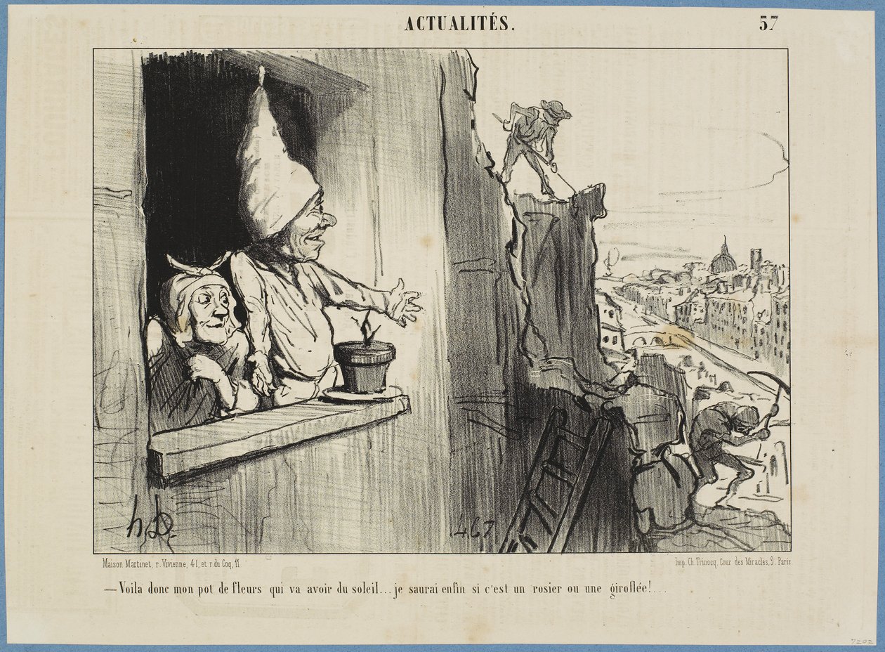 Most a virágcserepem kap egy kis napfényt... Végre megtudom, hogy rózsa-e vagy szegfű! alkotó: Honoré Daumier