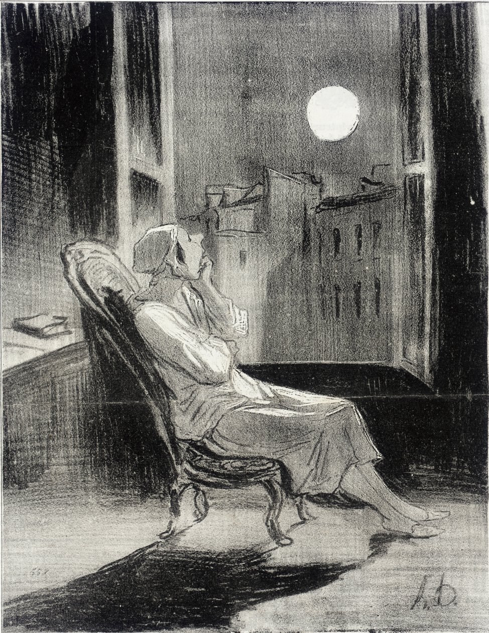 Ó, Hold!... ihless meg ma este valami kis gondolattal... alkotó: Honoré Daumier
