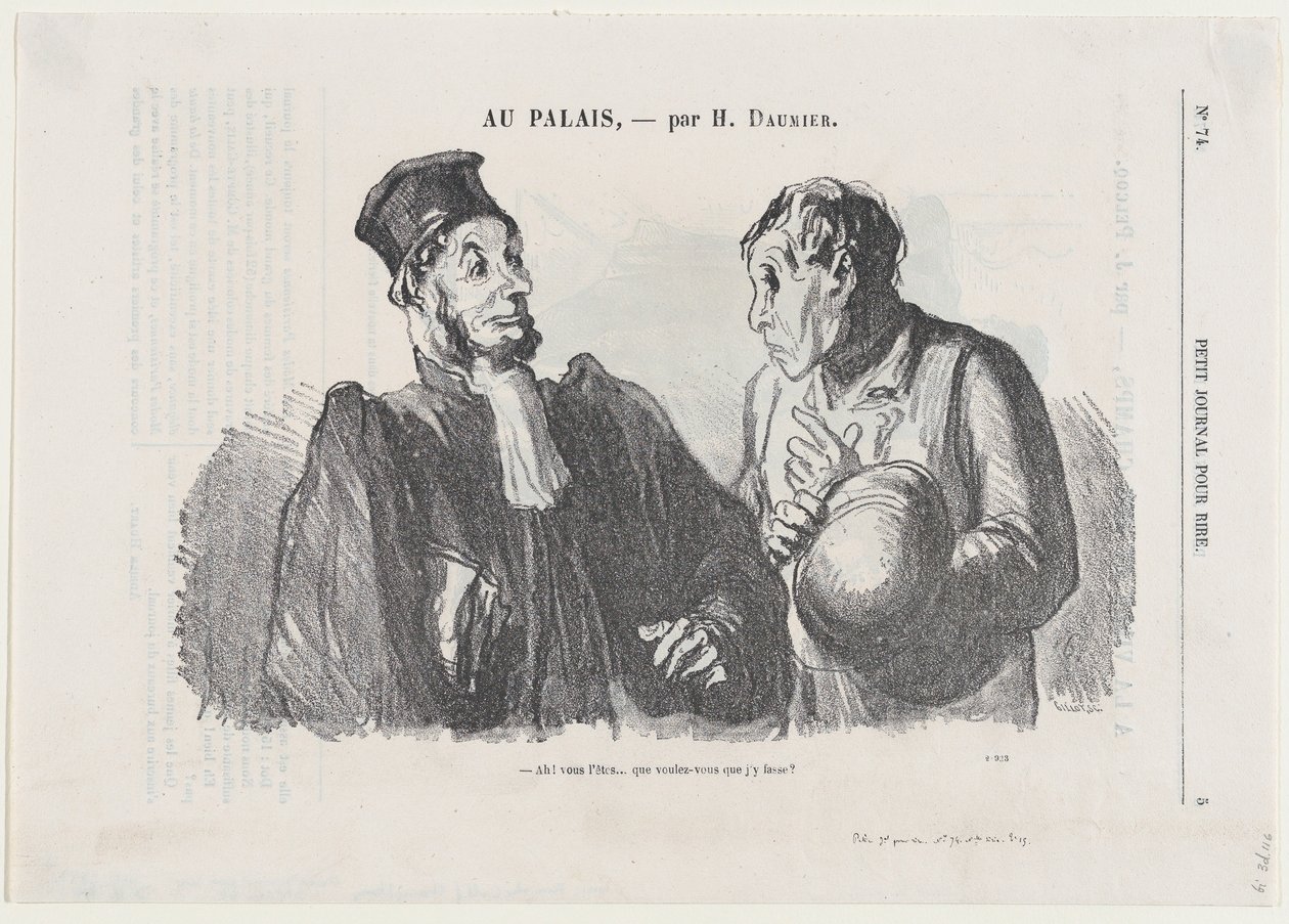 Ó, ön... (bűnös), és mit akar, mit tegyek ez ügyben?, a „A bíróságon” című műből, megjelent a Le Petit Journal pour Rire lapban, 1866. 03. 03. alkotó: Honoré Daumier