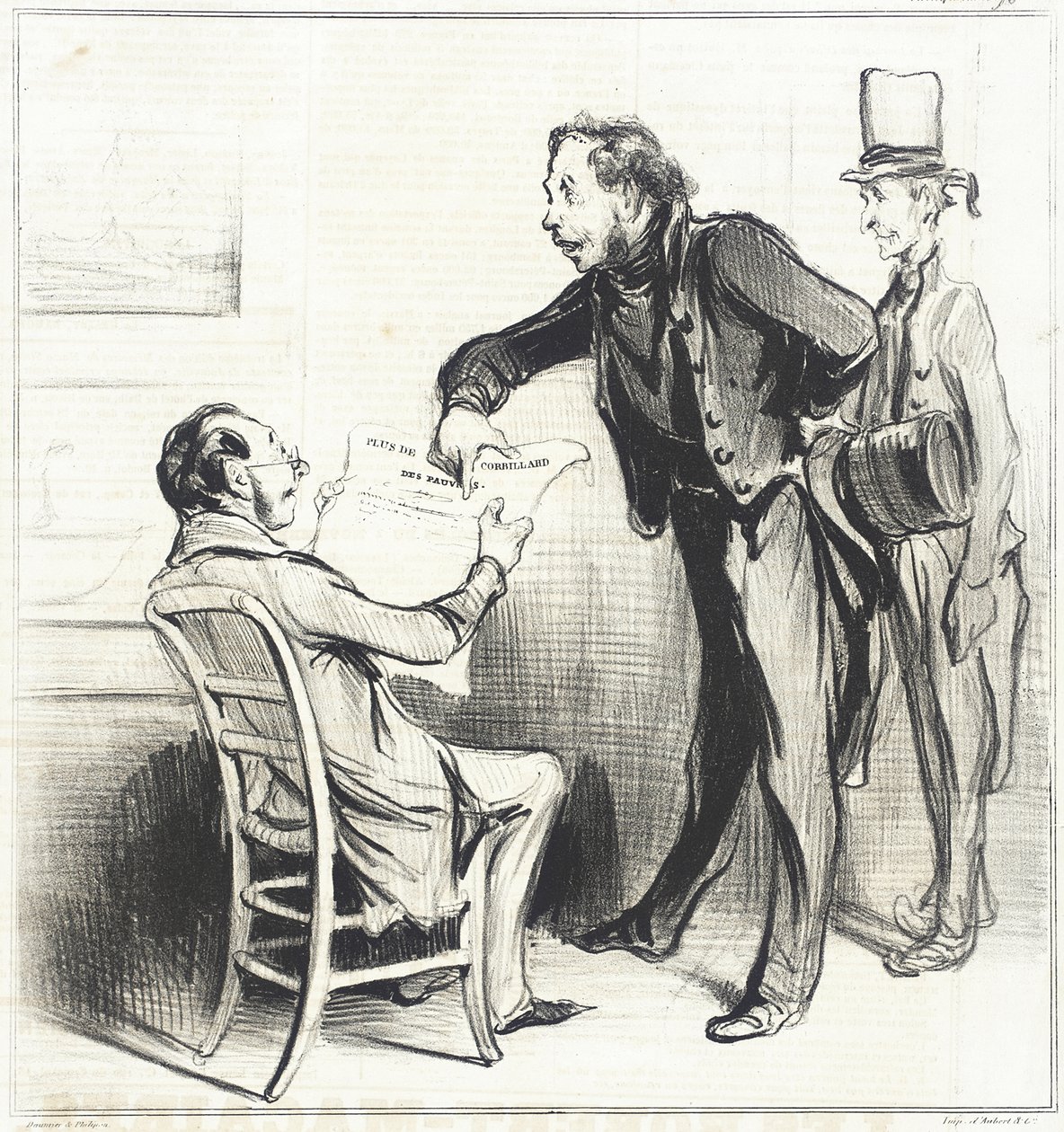 Igen, uram, biztosításunkra fizetett kis előfizetés fejében... alkotó: Honoré Daumier