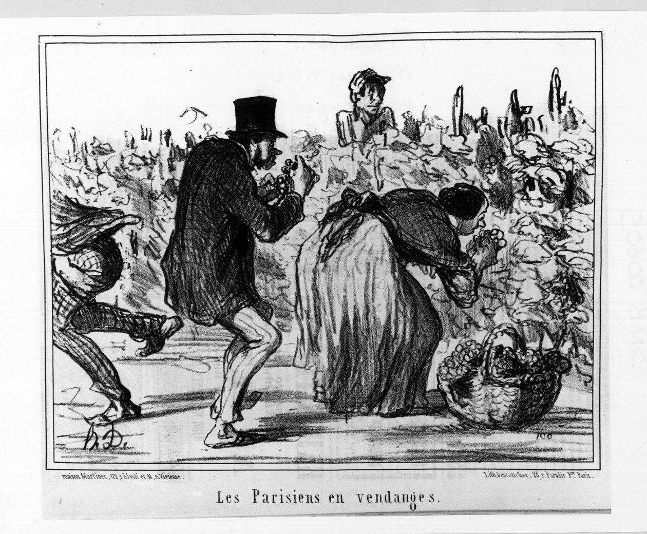 Párizsi vázlatok: párizsiak aratás alatt - Daumier, „Charivari”-ban, 1857.02.10. alkotó: Honoré Daumier