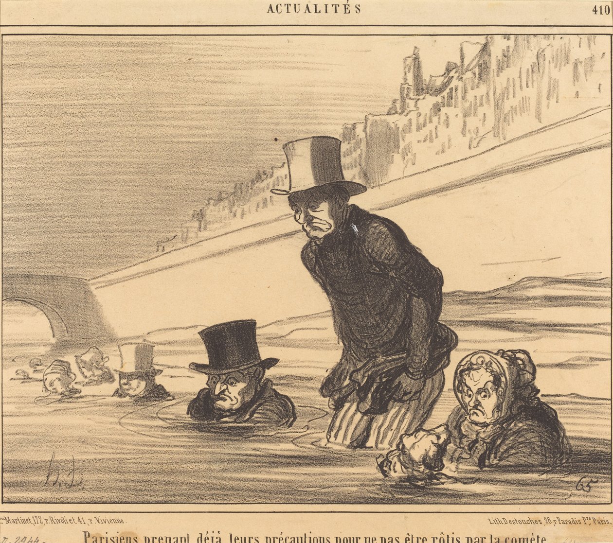 A párizsiak megteszik... óvintézkedéseiket... alkotó: Honoré Daumier
