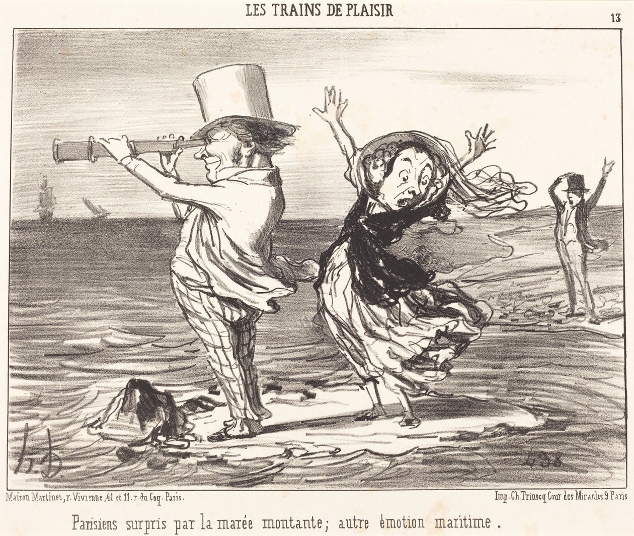 A dagály által meglepett párizsiak... alkotó: Honoré Daumier