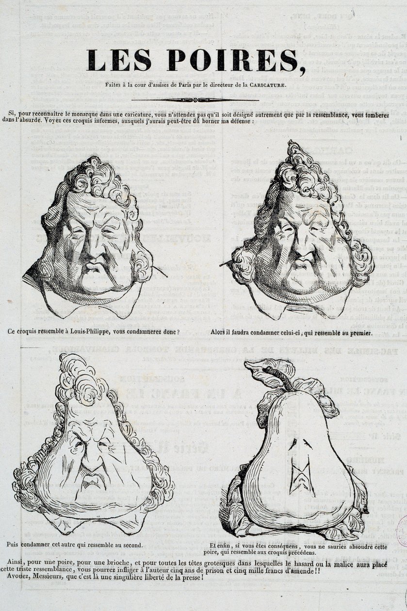 Körte: Louis Philippe körte arcának metamorfózisát ábrázoló karikatúra. Honore Daumier (1808-1879) rajza Charles Philippon (1806-1862) eredeti rajza alapján: "" La Caricature"", 1832. január Párizs, Musee Carnavalet alkotó: Honoré Daumier