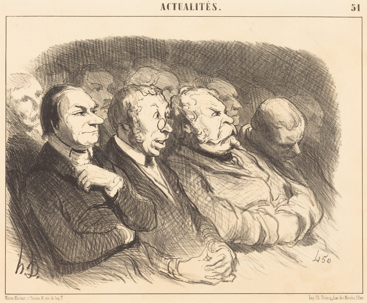 A Porte St.-Martin nézőinek arckifejezései... alkotó: Honoré Daumier