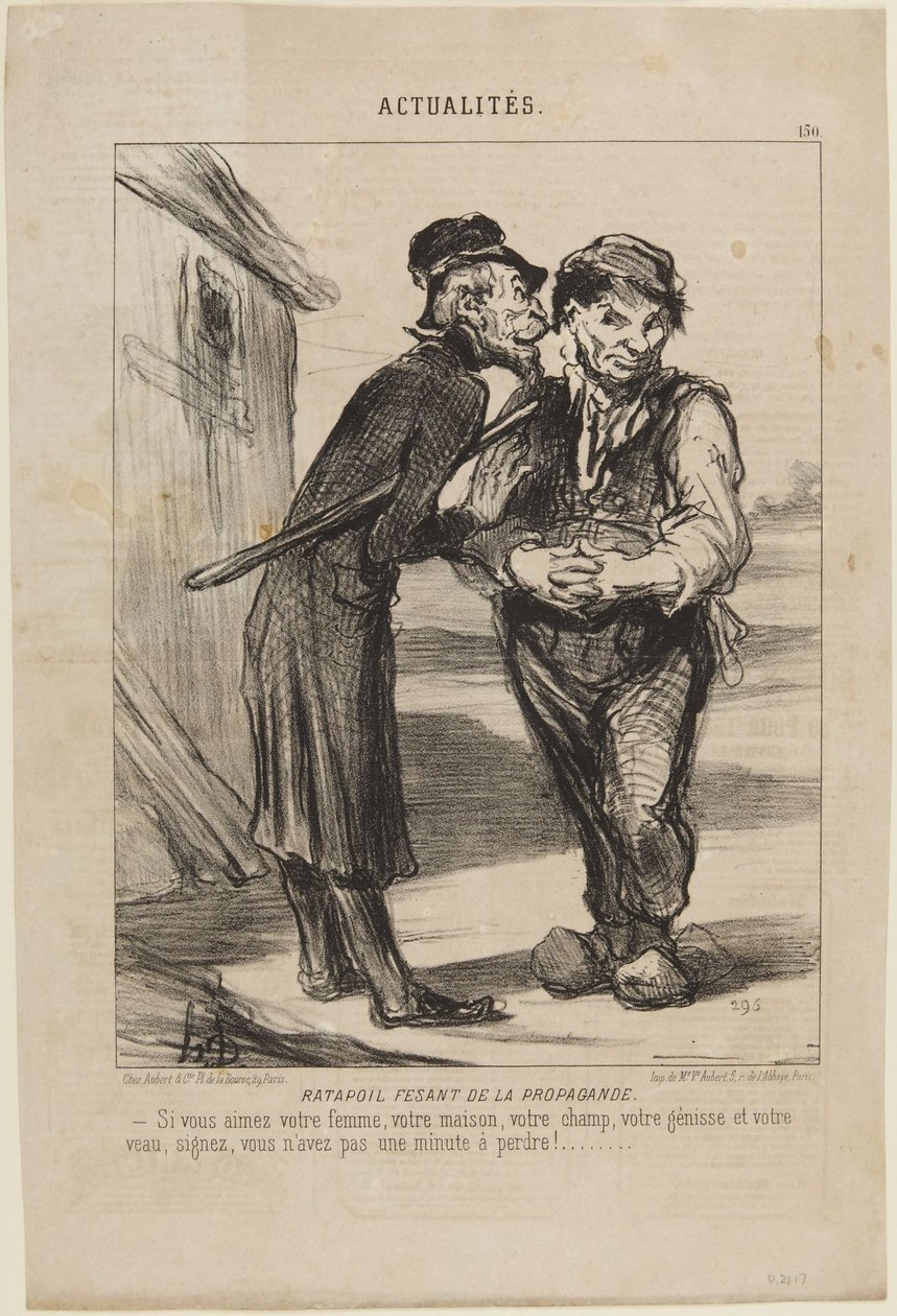 Ratapoil, a propaganda fácánja, az Actualités című, Le Charivariban megjelent sorozat 150. száma alkotó: Honoré Daumier