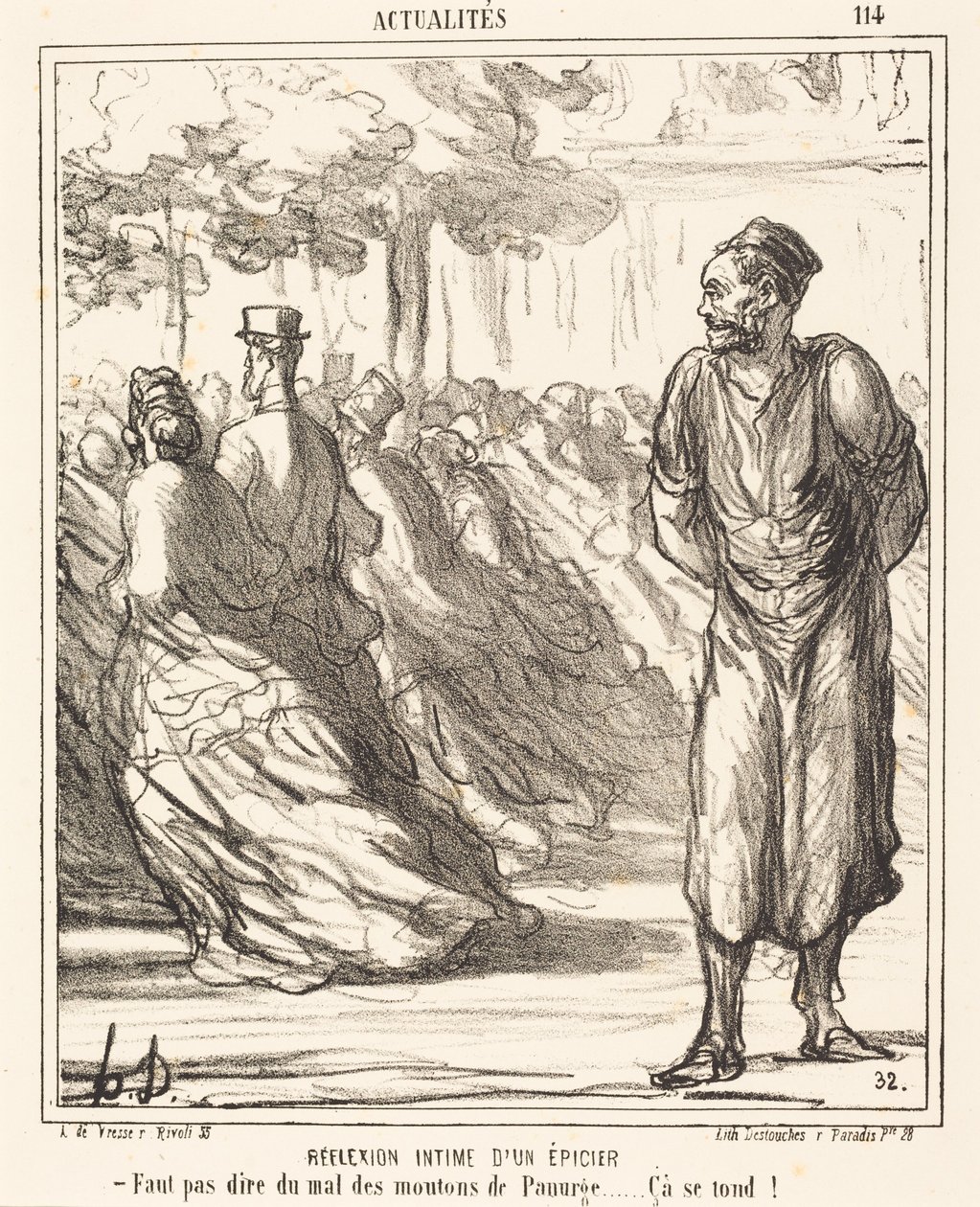 Egy fűszeres bensőséges elmélkedése alkotó: Honoré Daumier
