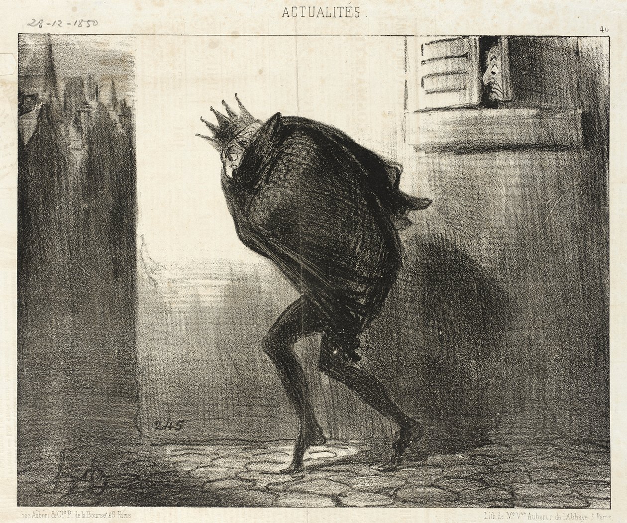 Hessen választófejedelmének éjszakai visszatérése jó Kassel városába... alkotó: Honoré Daumier