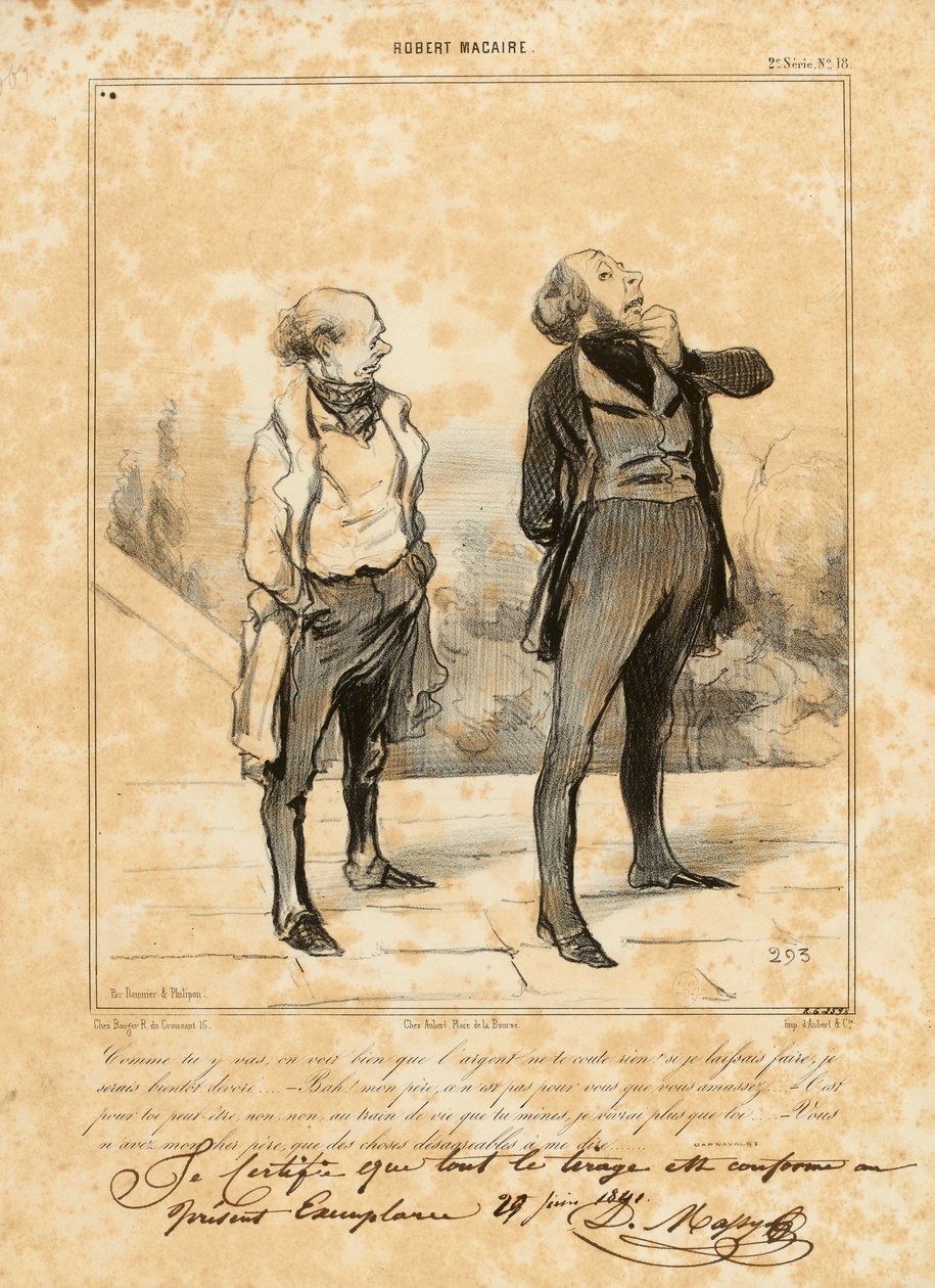Robert Macaire Nr. 18: Wie du vorgehst, man sieht, dass Geld dir nichts kostet... alkotó: Honoré Daumier