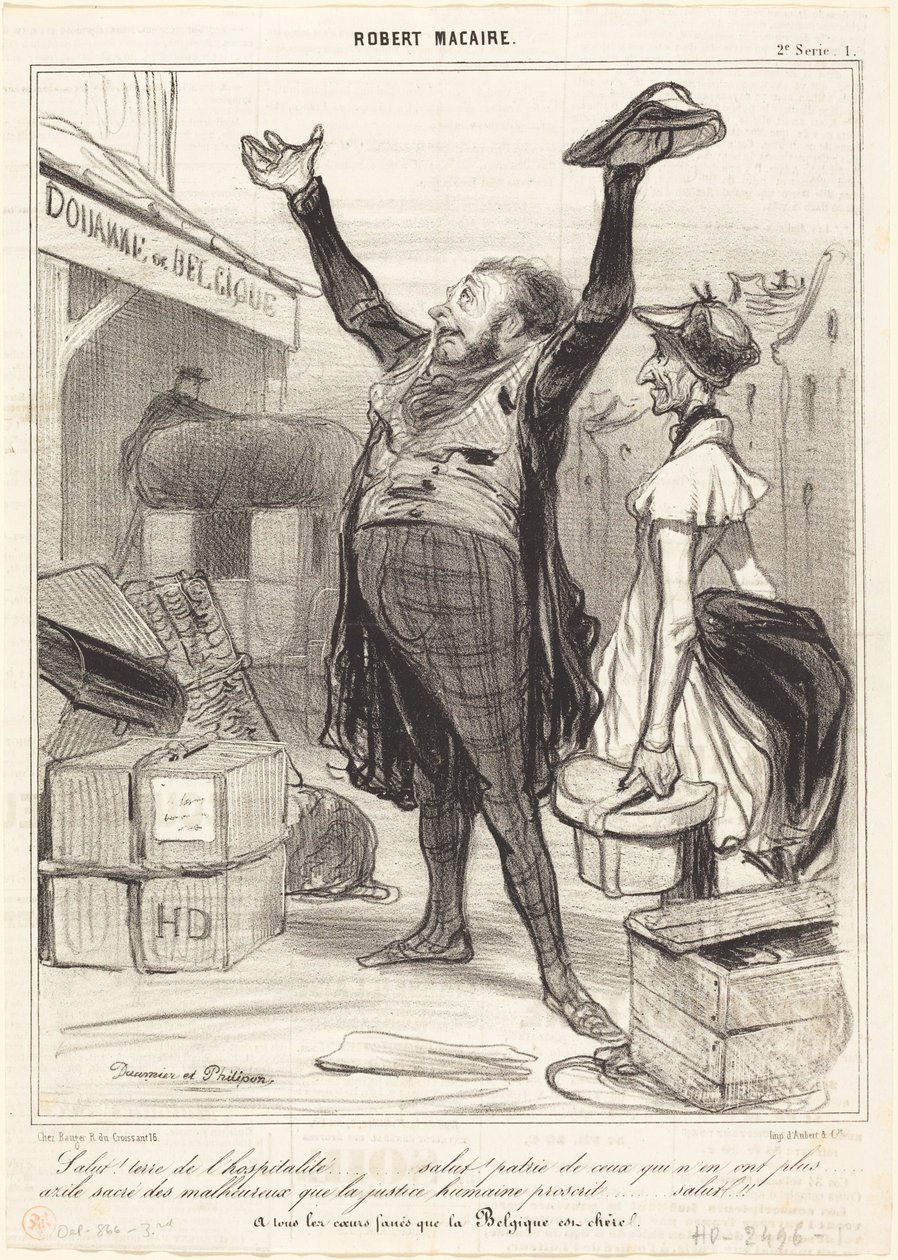 Üdvözlet! A vendégszeretet földje... alkotó: Honoré Daumier