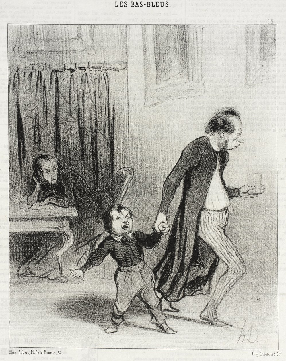 Te átkozott kéjvágyó kölyök, menj innen! alkotó: Honoré Daumier