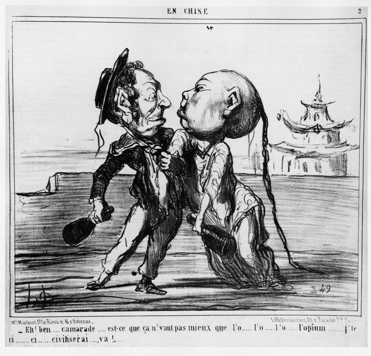 A második ópiumháború (1856-1860), 1858-ban a kínai kormány francia-brit nyomásra beleegyezett az ópiumkereskedelem legalizálásába: „Eh! Hát elvtárs... Hát nem jobb, mint az o... l