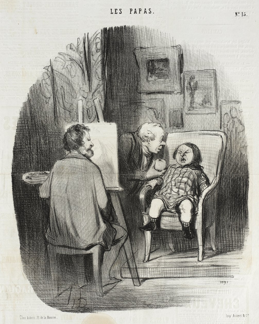 Az egyetlen módja annak, hogy egy gyermeket gyümölccsel pózolásra bírjunk... alkotó: Honoré Daumier