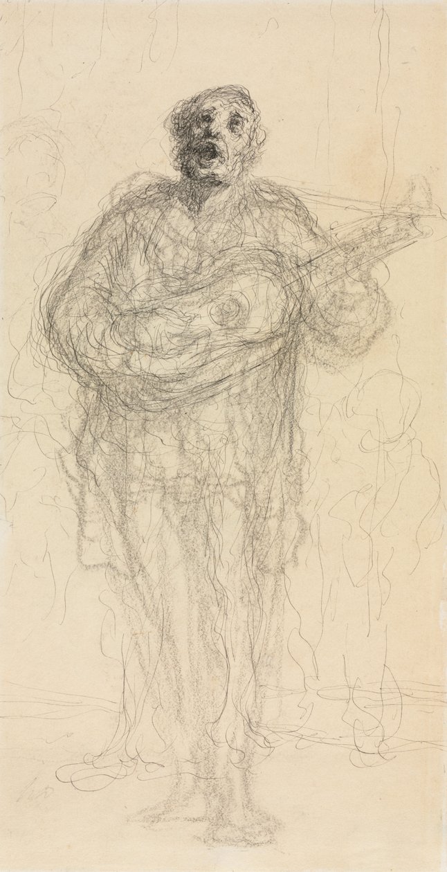 Éneklő gitáros (rekto) alkotó: Honoré Daumier