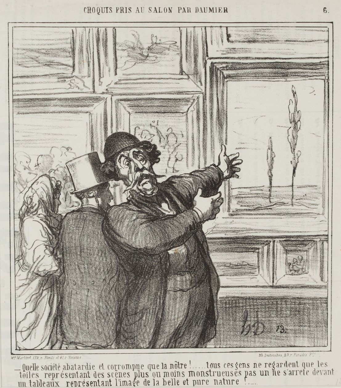 Vázlat a Szalonban, Daumier, sz. 6: Csak nézd meg, milyen romlott és korrupt világban élünk. . . alkotó: Honoré Daumier