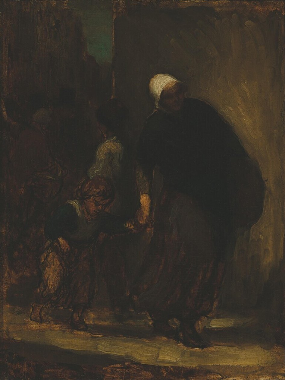 Utcai jelenet, 1864 körül (olaj, tábla) alkotó: Honoré Daumier