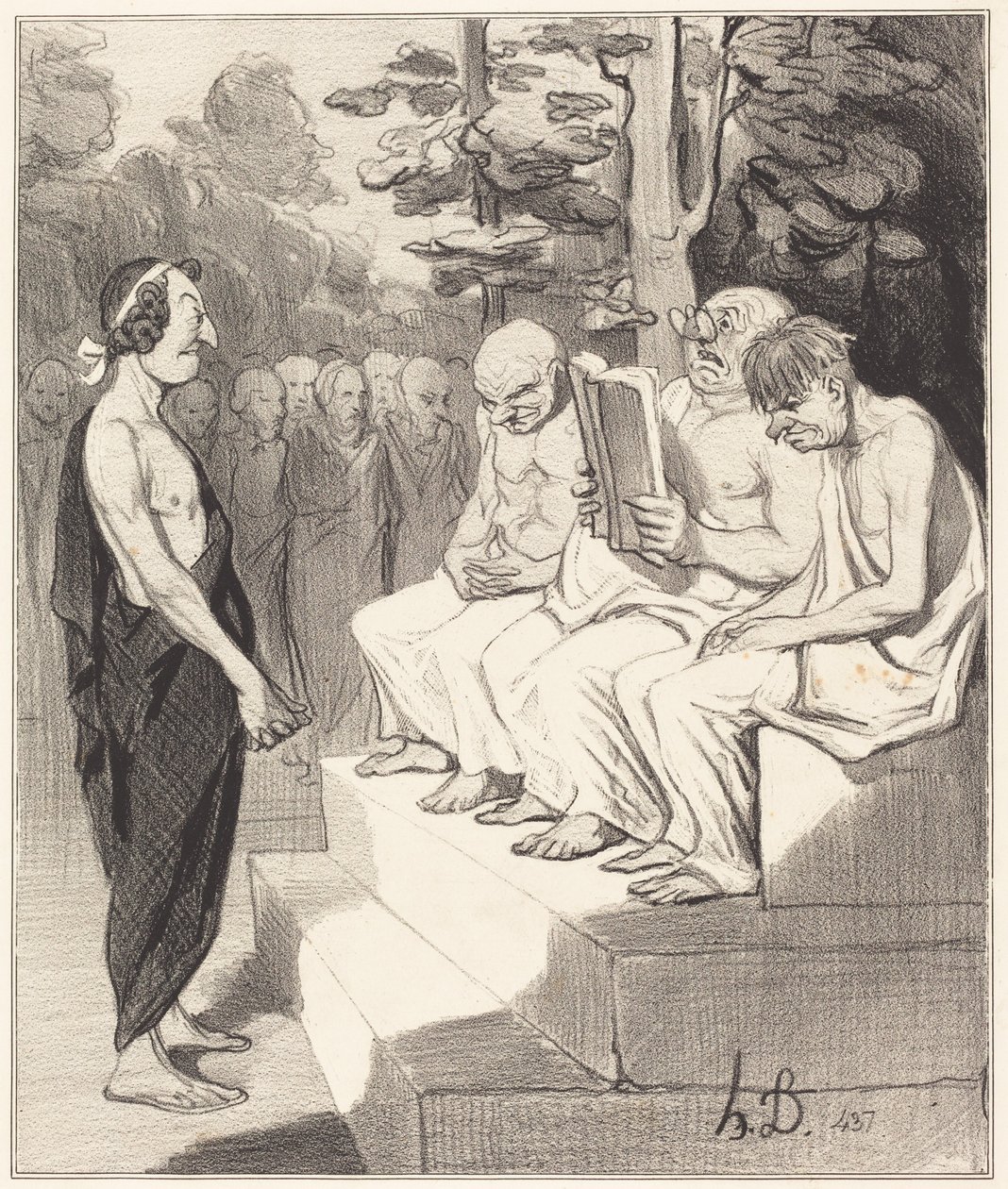 A bölcsek által kihallgatott Télemakhosz alkotó: Honoré Daumier