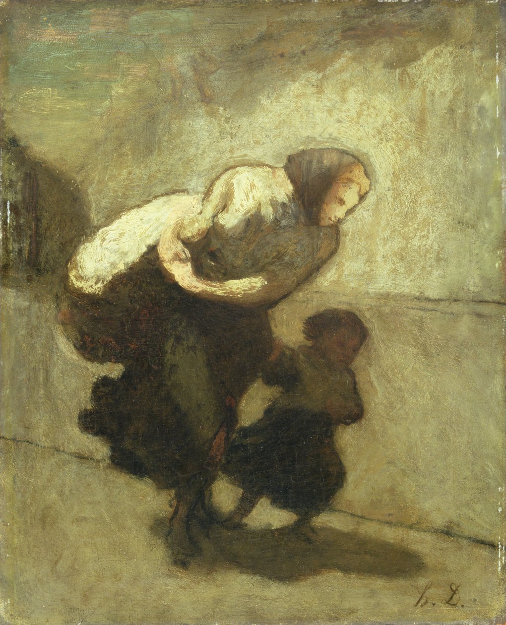 A nehéz teher (olaj, tábla) alkotó: Honoré Daumier