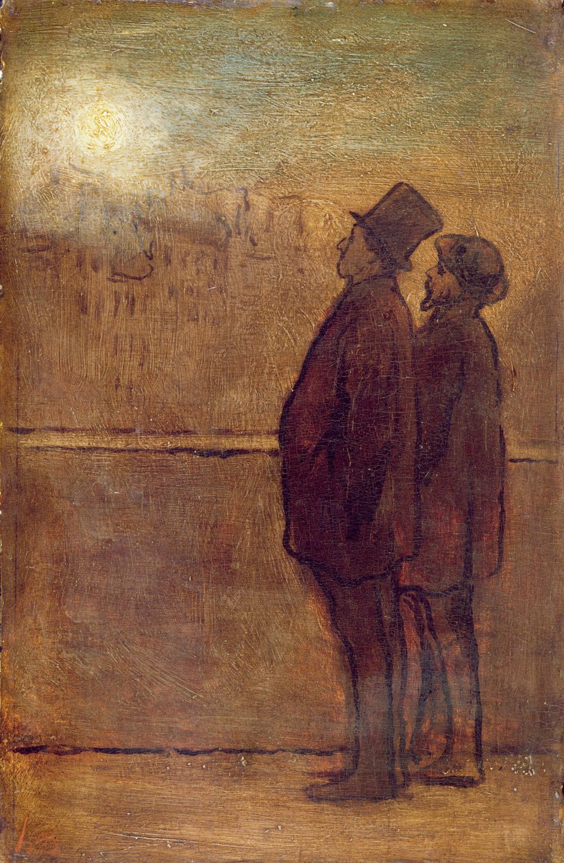Az éjszakai járókelők (olaj, tábla) alkotó: Honoré Daumier