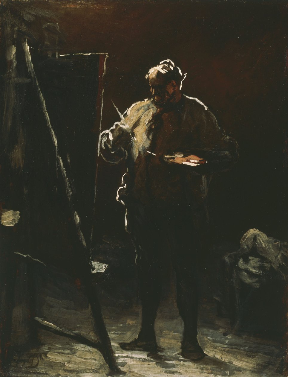 A festő a festőállványánál alkotó: Honoré Daumier