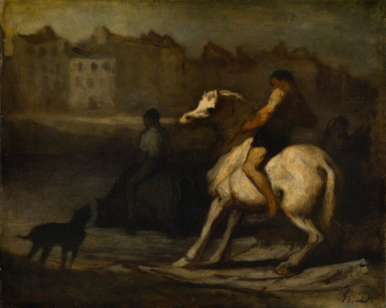 Az itatóhely, Szajna-part, 1855 körül (olaj, tábla) alkotó: Honoré Daumier